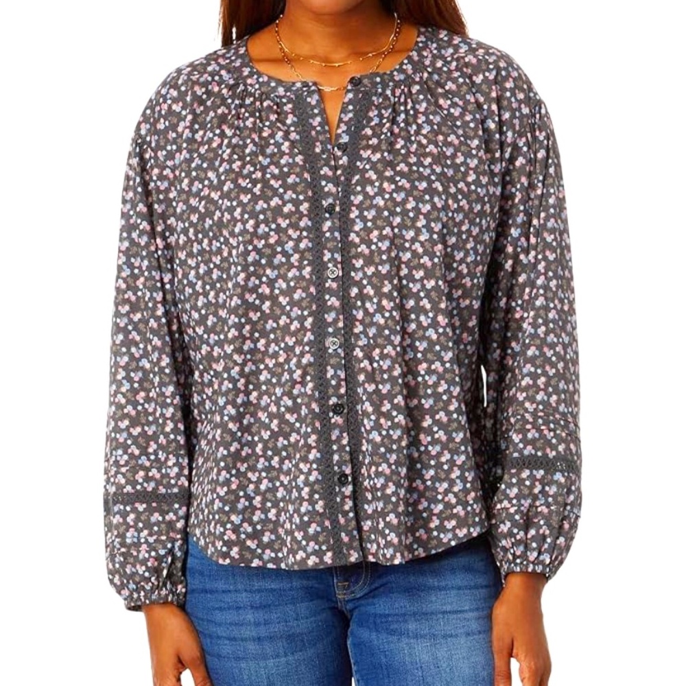 Lucky Brand Relaxed Button Through Blouse Small